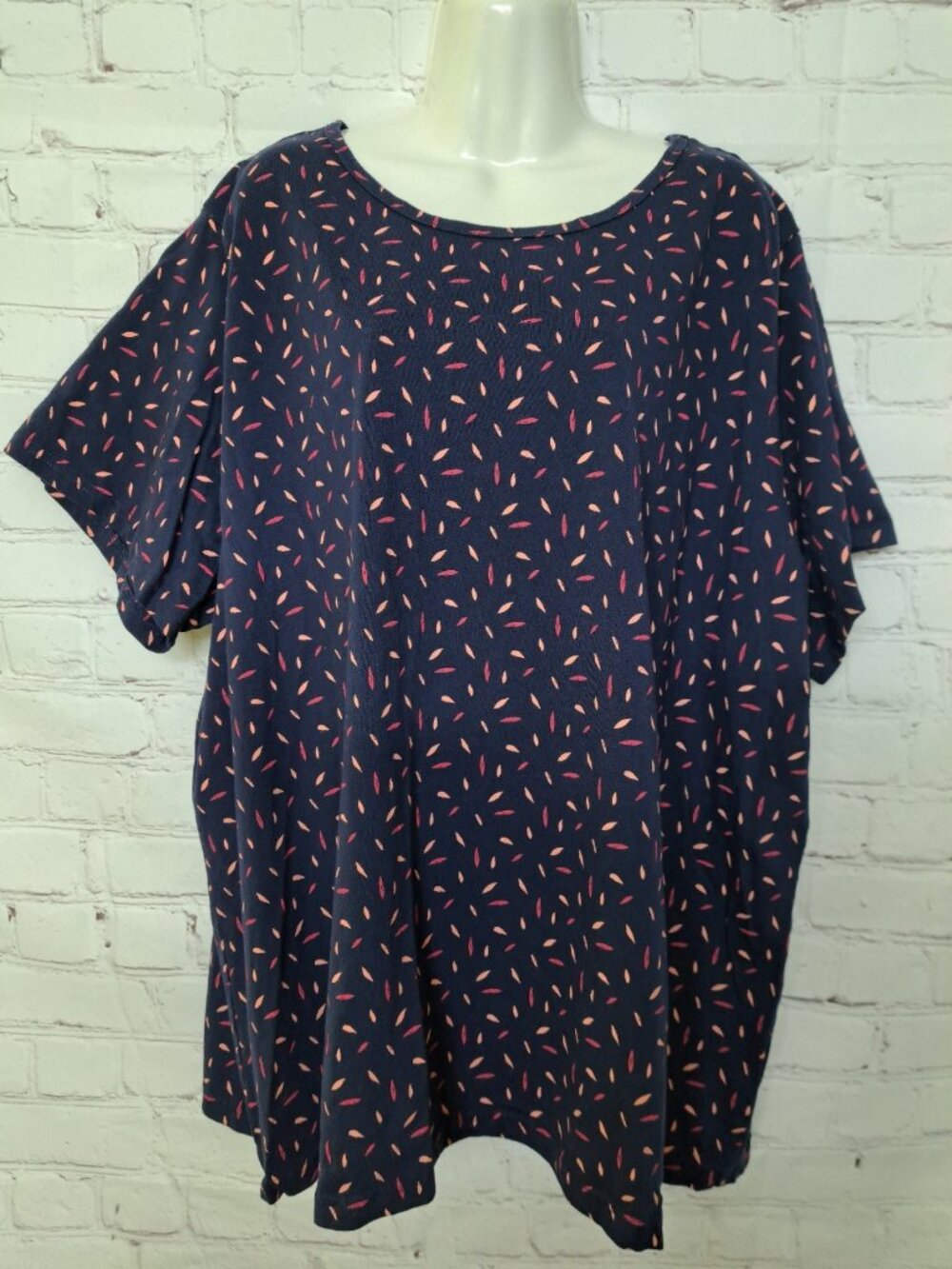 Basic Editions 100% Cotton Leaf Print T Shirt Size 3X